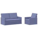 Sofa Set 2 pcs Jeans Blue Fabric 3433160