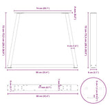 Dining Table Legs V-Shape 2 pcs Natural Steel 90x cm Steel 4012579