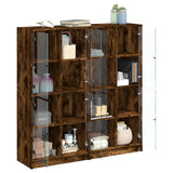 Bookcase with Doors Smoked Oak 136x37x142 cm Engineered Wood 3206521