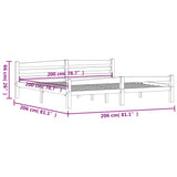 Bed Frame without Mattress White Solid Pinewood 200x200 cm 322074