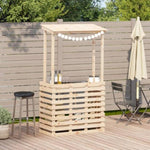 ZNTS Outdoor Bar Table with Roof 112.5x57x195.5 cm Solid Wood 832534