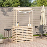 ZNTS Outdoor Bar Table with Roof 112.5x57x195.5 cm Solid Wood 832534