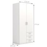 Space Wardrobe with 2 doors + 3 drawers White 1750 705704314949