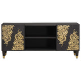 TV Cabinet with Shelf Black 105 x 33 x 46 cm Solid Mango Wood 4018808
