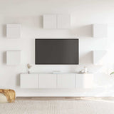 7 Piece TV Cabinet Set White Engineered Wood 3114502