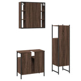 ZNTS 3 Piece Bathroom Cabinet Set Brown Oak Engineered Wood 3214759