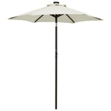 Garden Parasol with LED Lights Sand 200x211 cm Aluminium 313557