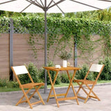Bistro Set Cream White Solid Acacia Wood 3 Piece Set Foldable 3281760