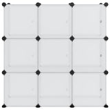 ZNTS Storage Cube Organiser with 9 Cubes and Doors Transparent PP 340557