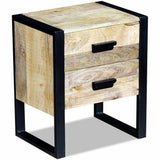 Side Table with 2 Drawers Solid Mango Wood 43x33x51 cm 243298