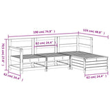 4 Piece Garden Sofa Set White Solid Wood Pine 3250777