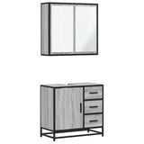 ZNTS 2 Piece Bathroom Furniture Set Grey Sonoma Engineered Wood 3300898