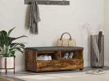 Hall Bench with Cushion with Drawer Smoked Oak 80 x 38 x 46 cm 891460