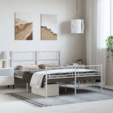 Metal Bed Frame without Mattress with Footboard White 135x190cm 372343