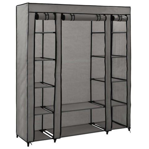 Wardrobe with Compartments and Rods Grey 150x45x176 cm Fabric 282436