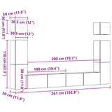 6 Piece TV Cabinet Set Wall-mounted Old Wood Engineered Wood 3329141