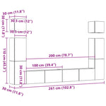 ZNTS 6 Piece TV Cabinet Set Wall-mounted Old Wood Engineered Wood 3329141