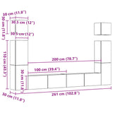 ZNTS 6 Piece TV Cabinet Set Wall-mounted Old Wood Engineered Wood 3329141