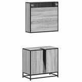 ZNTS 2 Piece Bathroom Furniture Set Grey Sonoma Engineered Wood 3300893