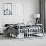 Bed Frame White Steel Double Bed Frame Rectangular 352648