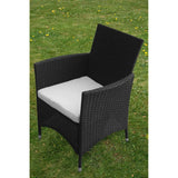 Patio Furniture Black Poly Rattan, Steel, Glass Medium 43130