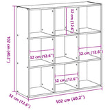 Bookcase Concrete Grey 102x32x102 cm Engineered Wood 852819