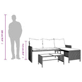 Garden Sofa with Table and Cushions L-Shaped Grey Poly Rattan 365574