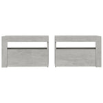 ZNTS Bedside Cabinets 2 pcs with LEDs Concrete Grey 60x35x40 cm 3080738