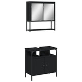2 Piece Bathroom Furniture Set Black Engineered Wood 3214655