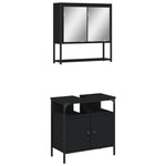 ZNTS 2 Piece Bathroom Furniture Set Black Engineered Wood 3214655