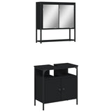 ZNTS 2 Piece Bathroom Furniture Set Black Engineered Wood 3214655