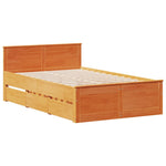 Bed Frame without Mattress with Headboard Wax Brown 135x190 cm Double Solid Wood Pine 3308782