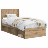 Bed Frame with Storage and Headboard Artisan Oak 90 x 200 cm 3414258