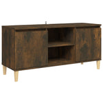 TV Cabinet with Solid Wood Legs Smoked Oak 103.5x35x50 cm 813158