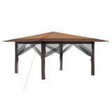 Gazebo with 4 Sidewalls 4 x 4 m Beige and Brown 42036821