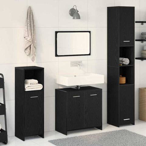 Bathroom Furniture Set 4 pcs Black Oak 30 x 30 x 183.5 cm 3332562