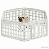 6 Panel Dog Playpen White 122 x 106 x 40 cm Plastic 42027217