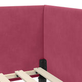 Corner Bed Frame with Headboard Wine Red 100 cm x 200 cm Velvet 42016240
