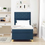 Box Spring Bed with Headboard Blue 90 x 190 cm Fabric 3339664