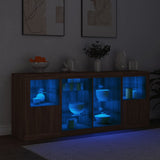 Sideboard with LED Lights Brown Oak 163x37x67 cm 3209099