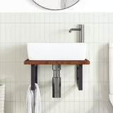 Basin Shelf Wall Mounted Steel and Solid Wood Oak 3302401
