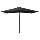 Garden Parasol with LEDs and Steel Pole Black 2x3 m 313792