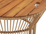 Garden Side Tables 2 pcs with Wooden Top Beige Poly Rattan 366293