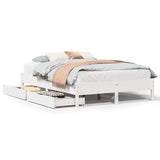 Bed Frame without Mattress White 150x200 cm King Size Solid Wood Pine 3301708