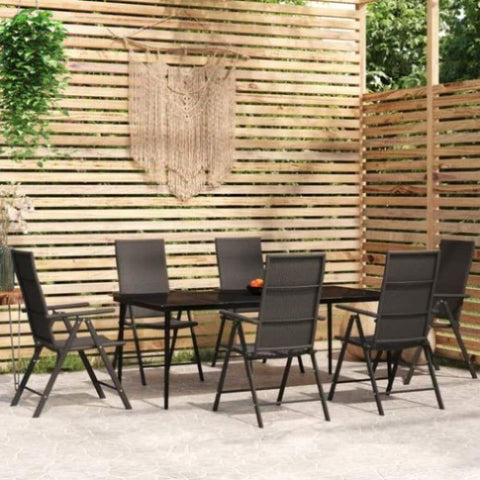 7 Piece Garden Dining Set Black 3099111
