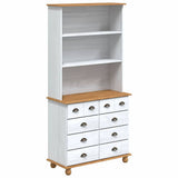Hutch with Drawer ASKIM White 91 x 40 x 184 cm Solid Pine Wood 3334643
