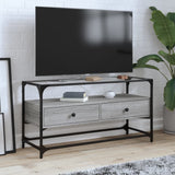 TV Cabinet with Glass Top Grey Sonoma 98x35x51 cm Engineered Wood 846067