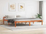 Bed Frame with Headboard Wax Brown 180 x 200 cm Solid Pine Wood 867925