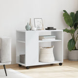 Side Table with Wheels White 70x35x60 cm Engineered Wood 853146
