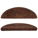 Stair Mats 15 pcs 56x17x3 cm Brown Half Round 133895